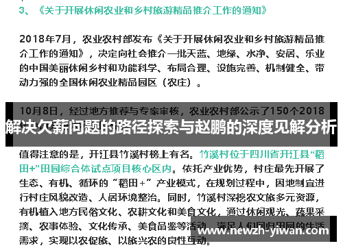 解决欠薪问题的路径探索与赵鹏的深度见解分析 解决欠薪问题的路径探索与赵鹏的深度见解分析